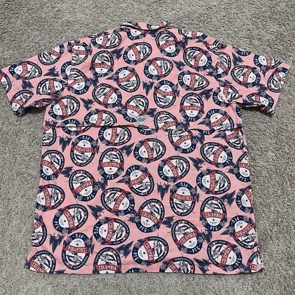 Columbia PFG Shirt Mens XL Salmon Red Vented Trollers Best Fishing Outdoor AOP - Picture 5 of 12